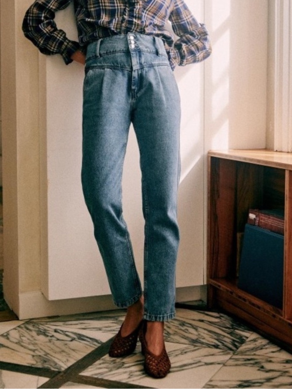 Sezane High-Rise Straight Jeans - 38